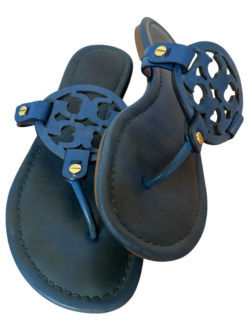 Tory Burch Miller Thong Sandals Blue Leather Women’s Size 8M